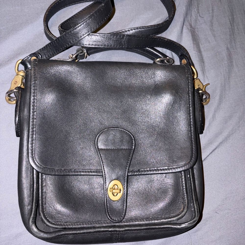 Classic Black Leather Shoulder Bag